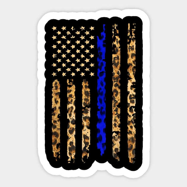 Thin Blue Line Leopard Cheetah Animal Prints Police Officer Tshirt Sticker by Pelman